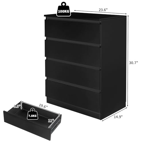 4-Drawer Black Chest of Drawers L54762