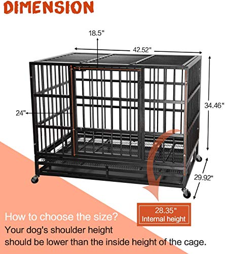 Heavy Duty Dog Crate with Lockable Wheels and Removable Tray V264505