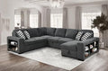 125'' U Shaped 7 Seat Sectional Sofa Couch with Cabinet, Sofa Bed with Storage Chaise and Pull-Out Couch Bed, Light Gray X6298