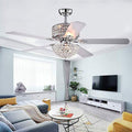 Silver Crystal Ceiling Fan with Light and Remote 5 Blades K7109
