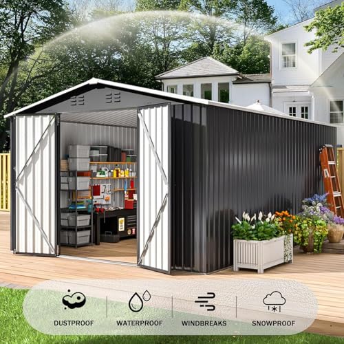 8 x 12 FT Metal Outdoor Storage Shed Black U62580
