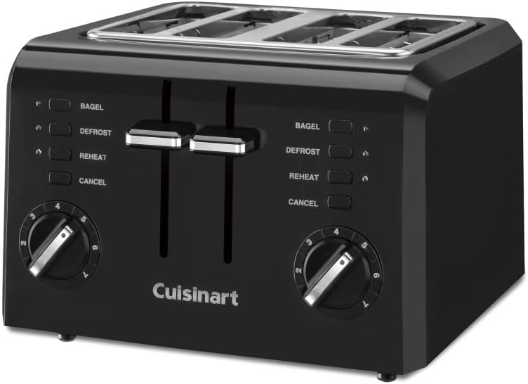 Black 4-Slice Compact Plastic Toaster J17341