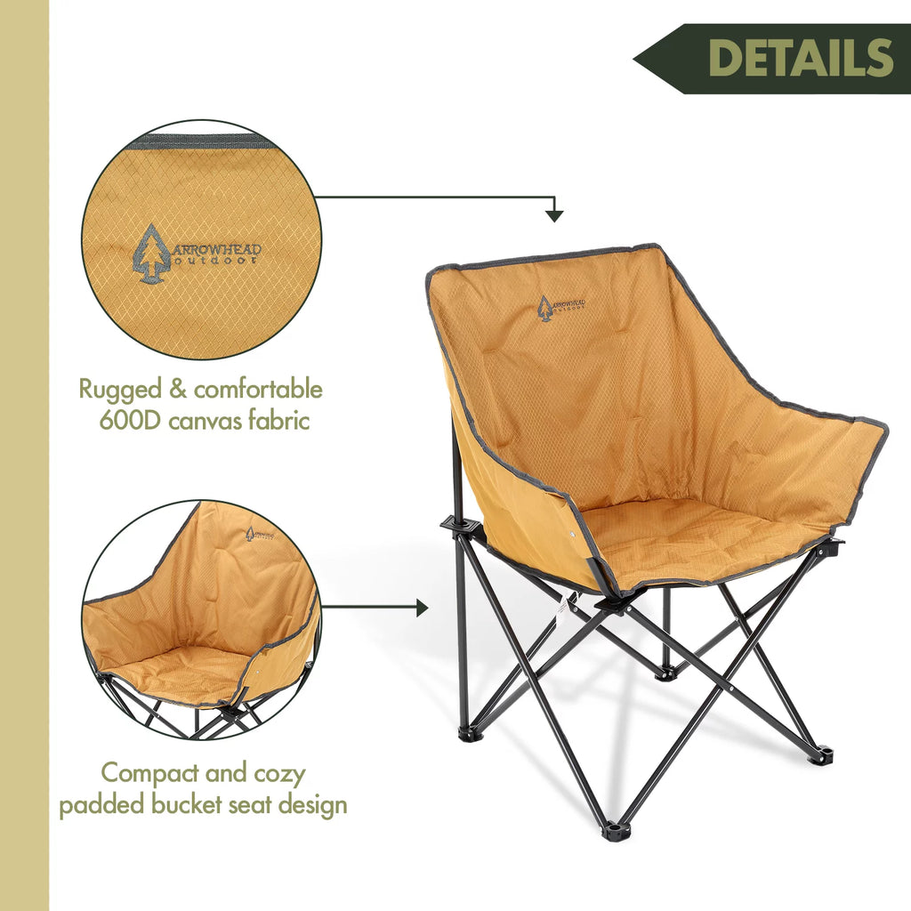 Tan Portable Folding Steel Frame Camping Chair with Carrying Bag T37425