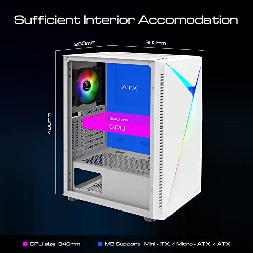ATX Mid Tower Gaming Computer PC Case with Tempered Glass Swing Door X153