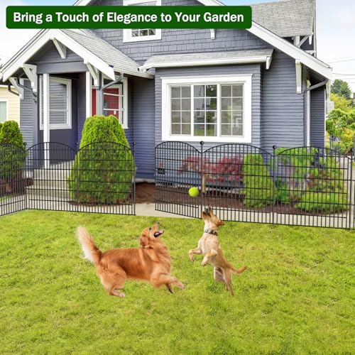 10 Panels No Dig Decorative Garden Fence 40 in x 23.6 ft Rustproof Metal Fencing I6727
