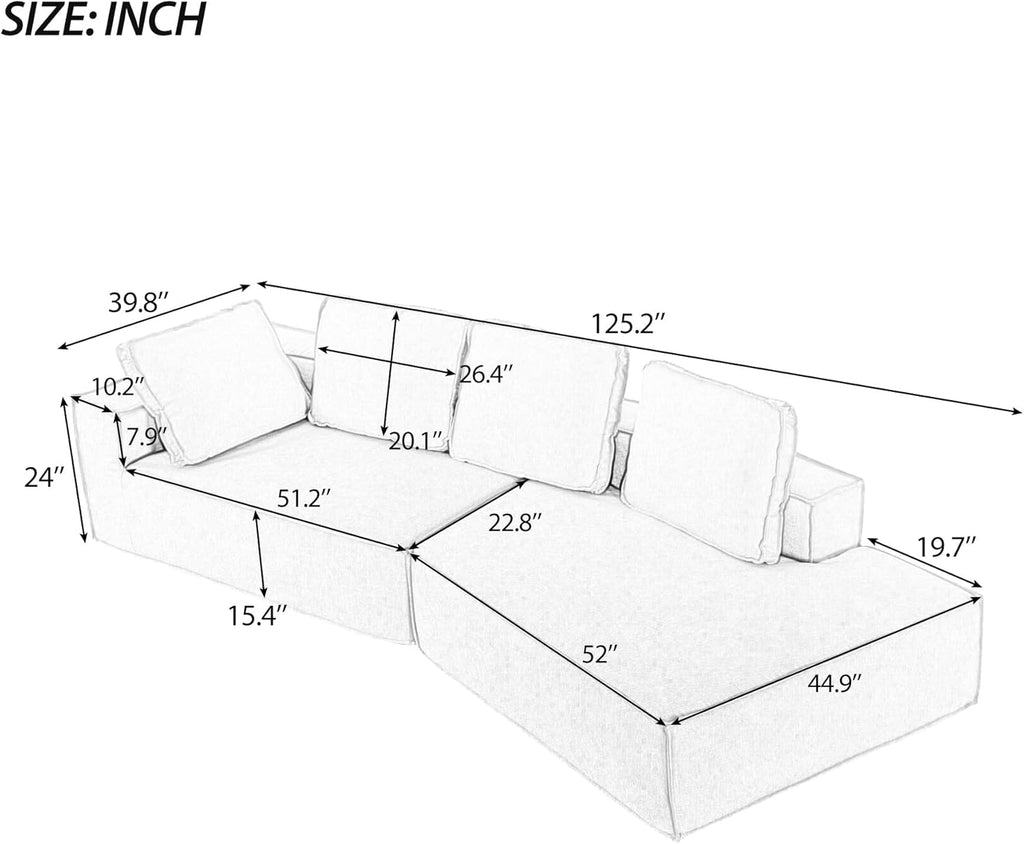 Grey Chaise Lounge Sofa Sleeper Sofa L29184