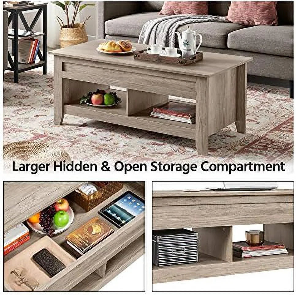 Lift Top Coffee Table with 2 Open Shelves Espresso M441444