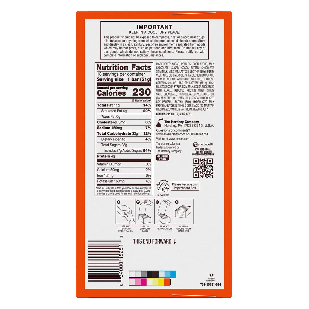 Peanut Butter Nougat Candy Bars 1.8 oz 18 Count W549