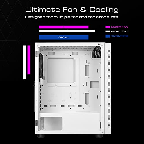 ATX Mid Tower Gaming Computer PC Case with Tempered Glass Swing Door X153