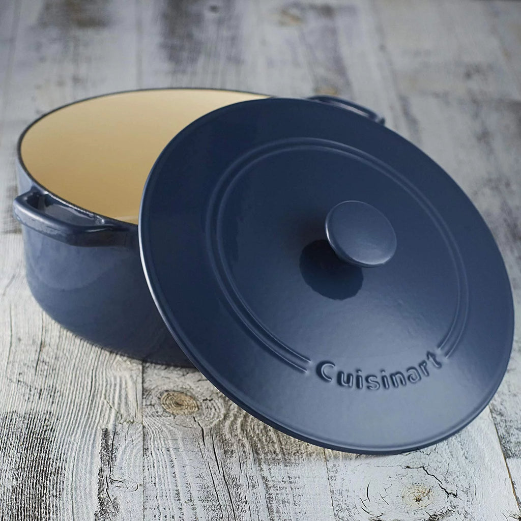 Enameled Cast Iron 7 Qt. Round Covered Casserole Provencal Blue E615852