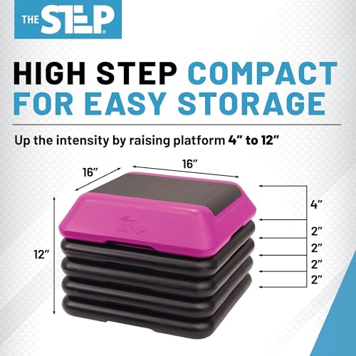 Adjustable High Step Aerobic Platform with 4 Risers S6601