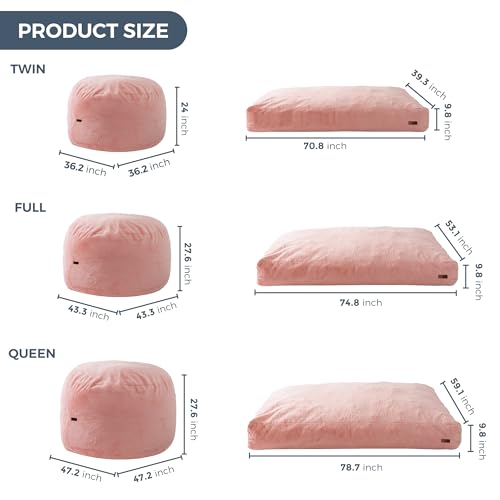 Giant Bean Bag Chair Bed, High-Density Foam Filling, Machine Washable W43765