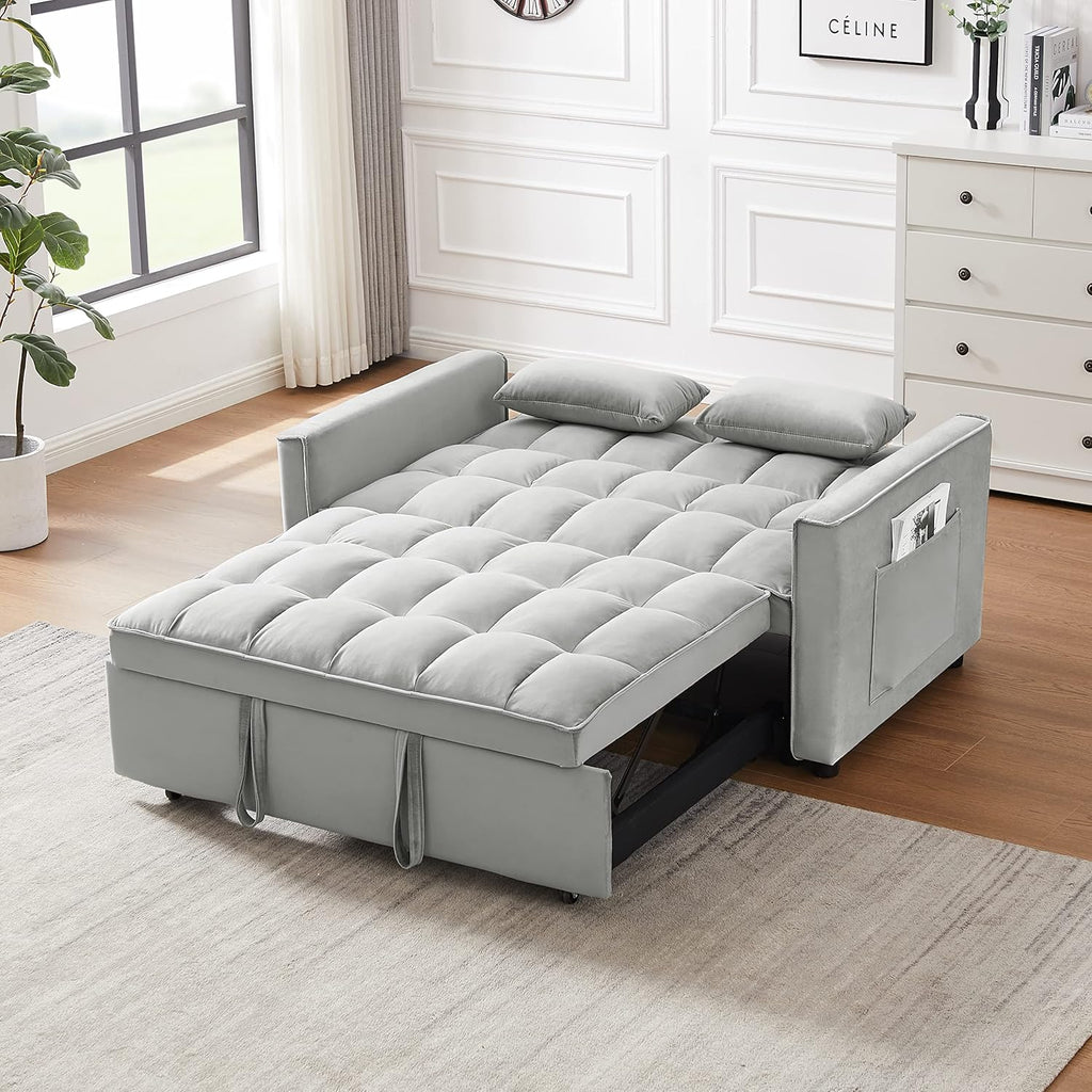 Gray Full Pull Out Sofa Bed with Pillows M9619
