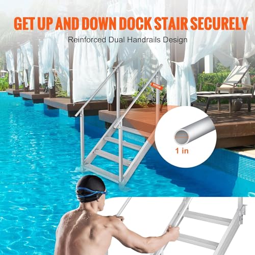 4 Step Aluminum Dock Steps with Nonslip Pedals T9173