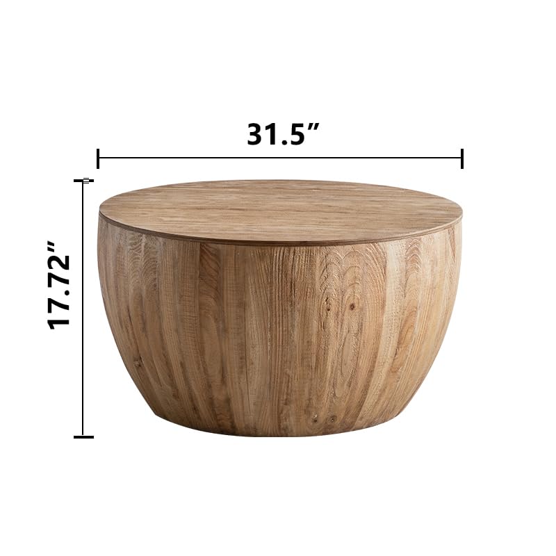 Round Drum Coffee Table with Storage (Brown) S46133