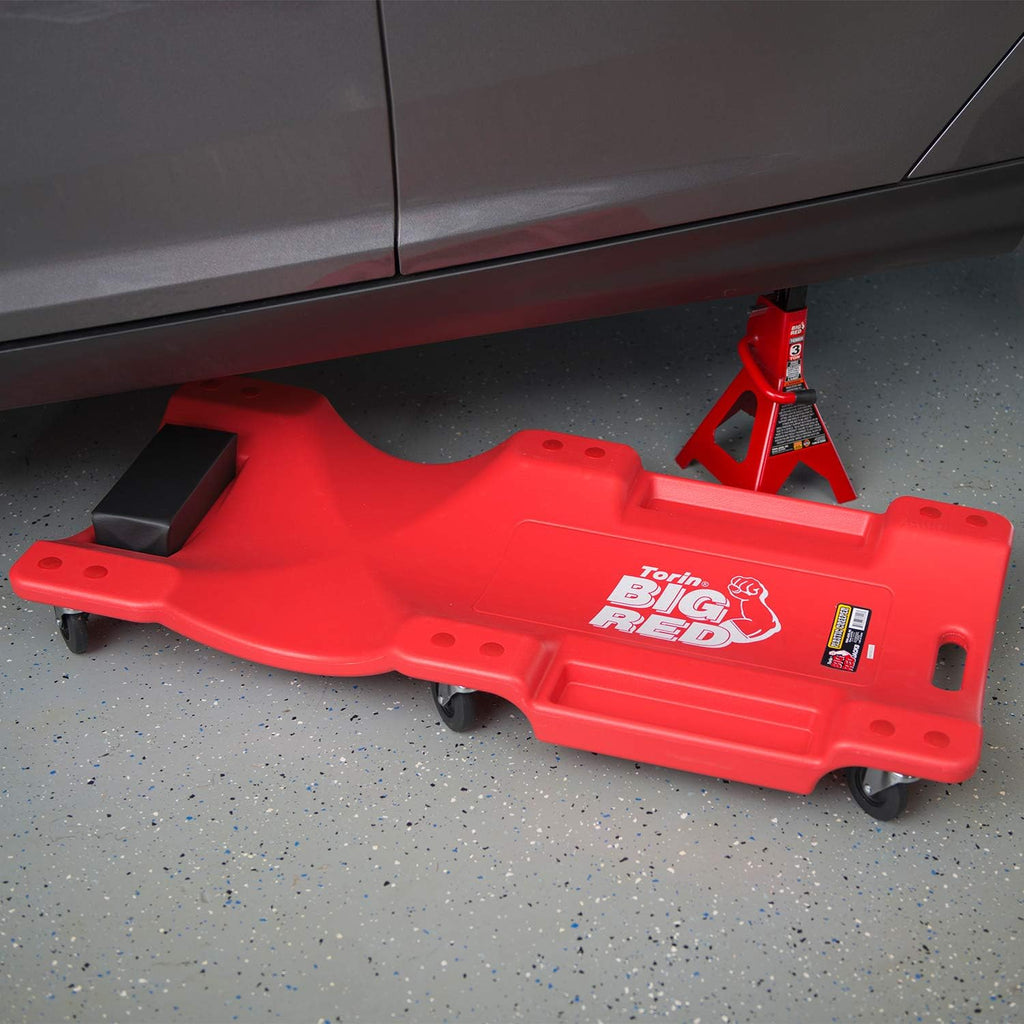 40" Plastic Rolling Garage Creeper with Padded Headrest and 6 Casters, Pack of 2 X5396