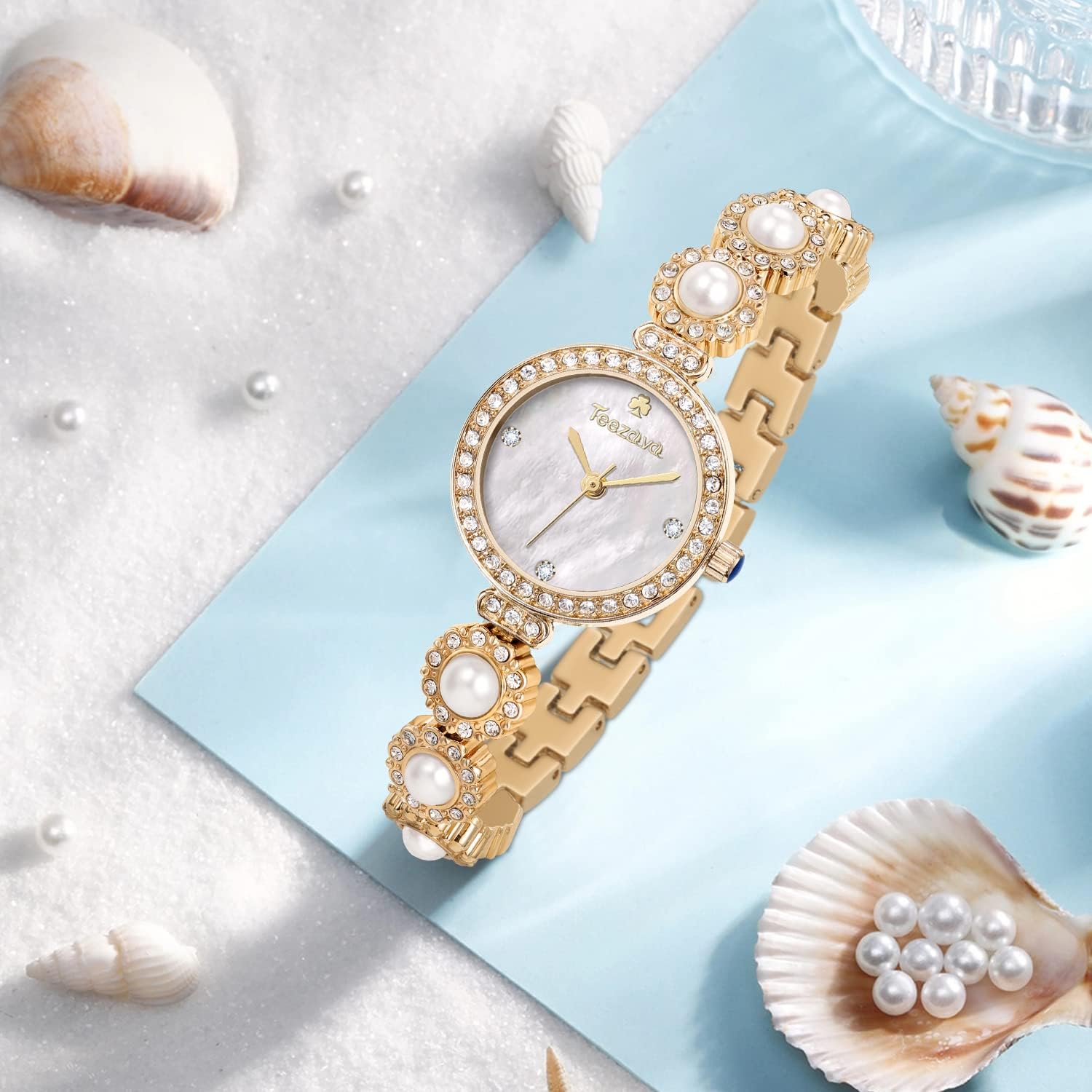 White Mother-of-Peal Dial Stainless Steel Quartz Analog Wrist Watch B883