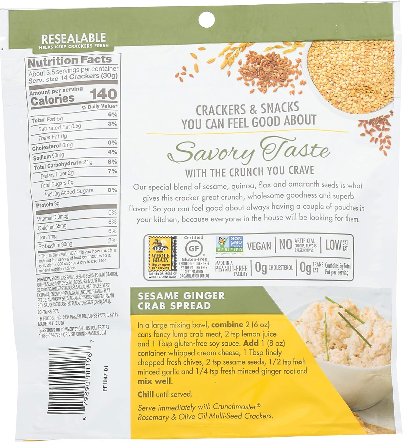 Multi Seed Rosemary Olive Oil Gluten Free Crackers, 4 Ounce X903