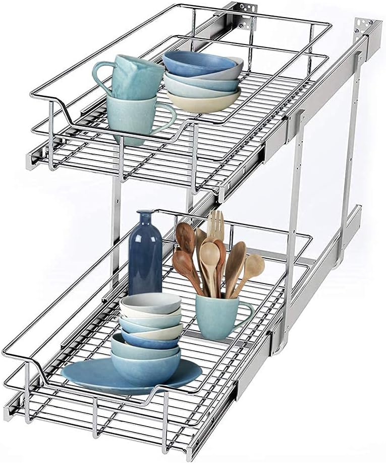 14”W x 22”D Chrome Plating Wire Sliding Drawer Storage P506