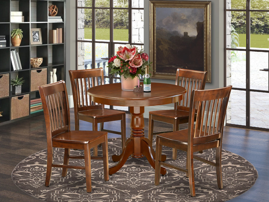 Antique 5-piece Dining Chair and Round Table Set in Mahogany S49163