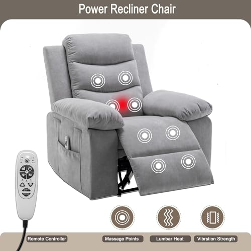Fabric Velvet Single Sofa Chair with Footrest Dark Gray A1896