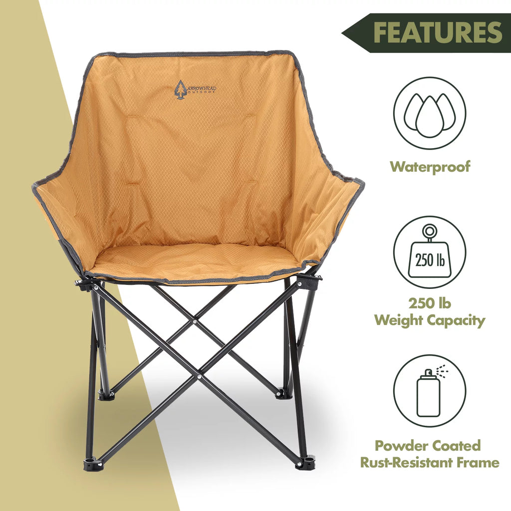 Tan Portable Folding Steel Frame Camping Chair with Carrying Bag T37425