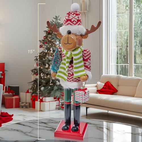 15-inch Wooden Reindeer Nutcracker M247722