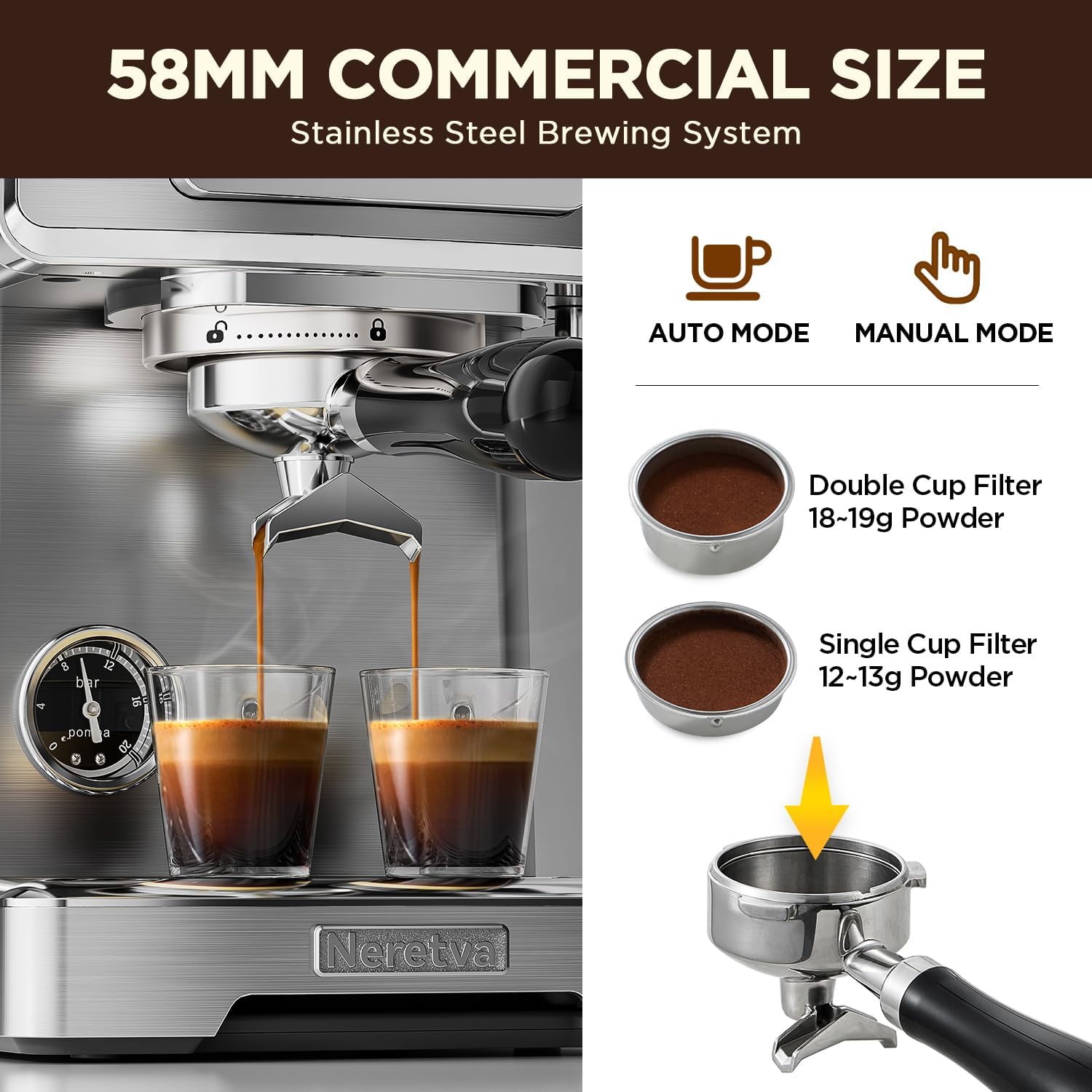 15 Bar Stainless Steel Espresso Machine with Milk Frother Z615416