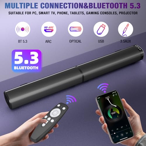 Sound Bar, Bluetooth 5.3 Soundbar, 2 in 1 Detachable Home Speaker R2448