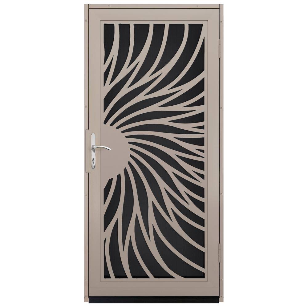 36 in. x 80 in. Tan Steel Security Door with Black Screen F4857