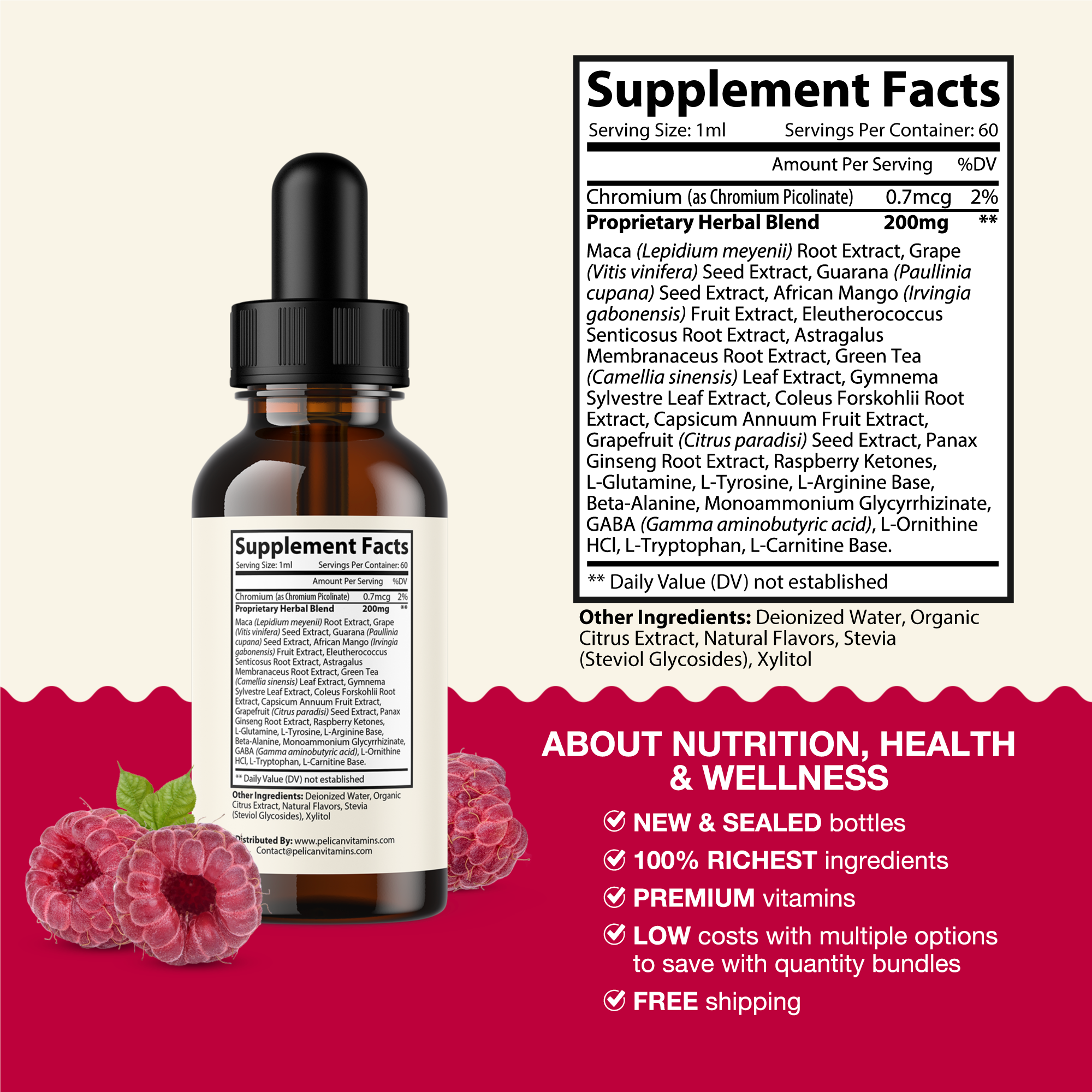 60ml 2fl oz Raspberry Ketone Drops Q109