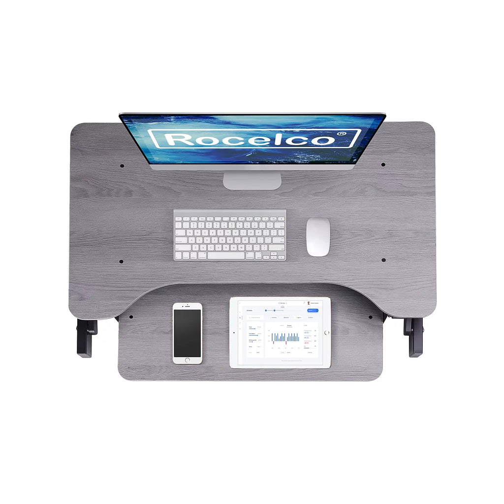 Gray Height Adjustable Standing Desk Converter V850