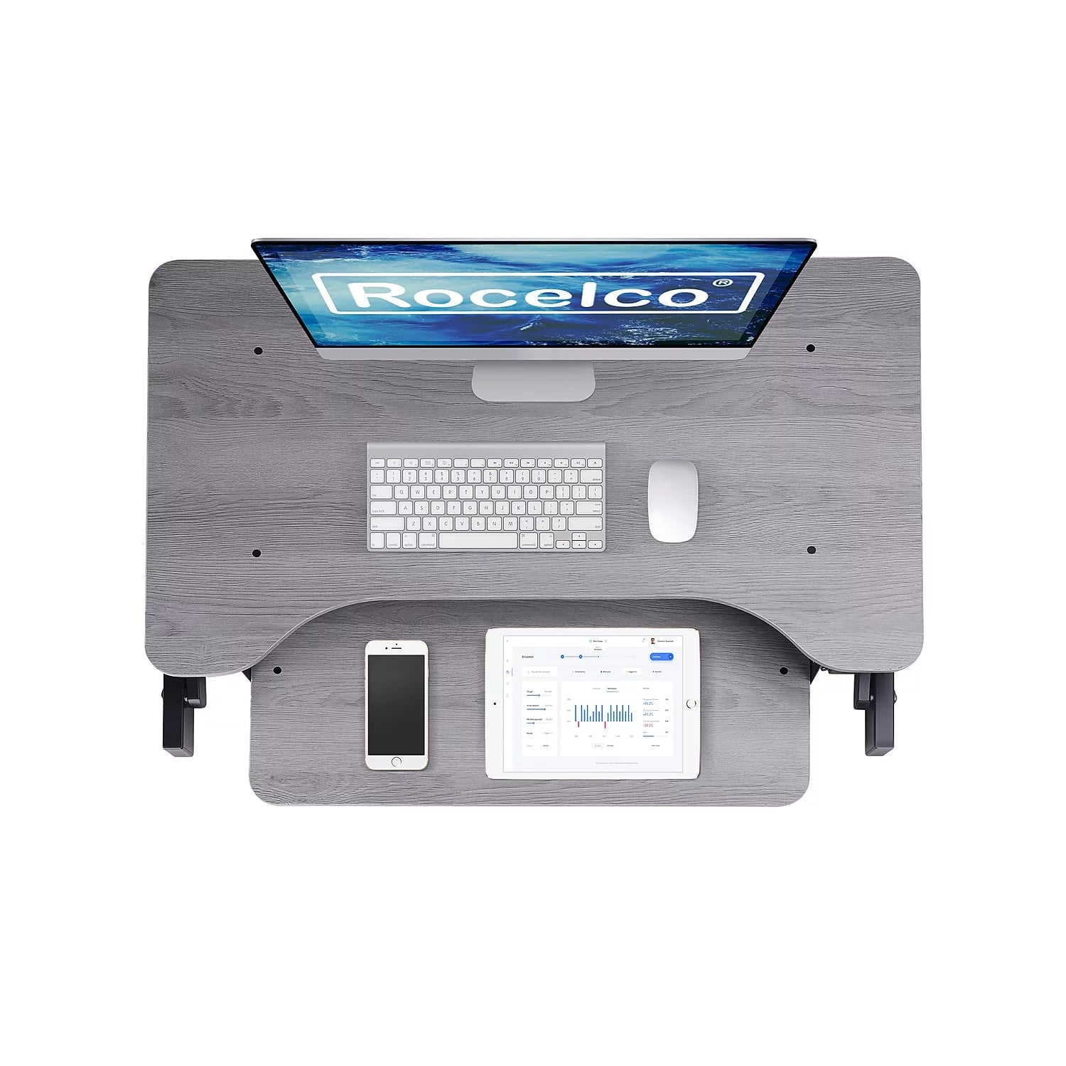 Gray Height Adjustable Standing Desk Converter V850