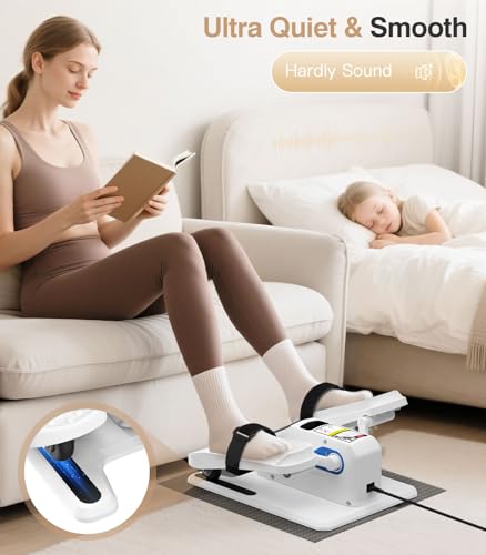 Under Desk Elliptical Machine, Electric Leg Exerciser with Remoter, 12 Manual Adjustable Speed and 3 Automatic Speed, Portable Seated Pedal Exerciser J9455