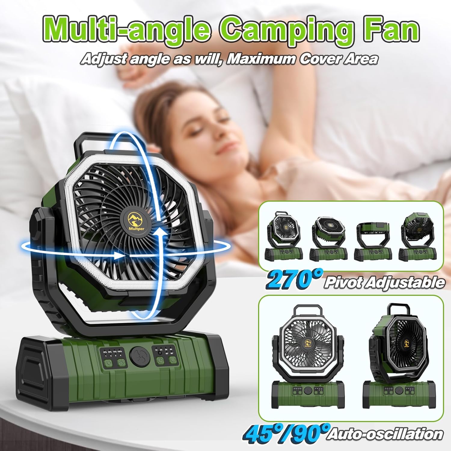 20000mAh Rechargeable Portable Camping Fan with LED Lantern T8543