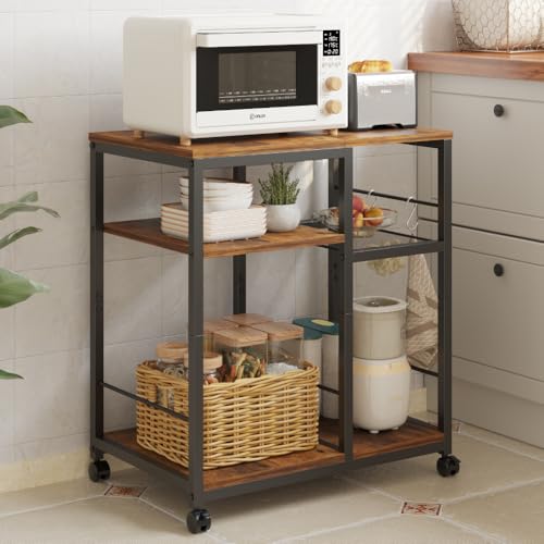 4-Tier Rolling Kitchen Cart with Lockable Wheels H5665