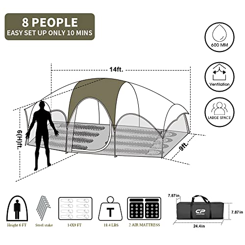 8 Person Camping Tent with Carry Bag Z96228