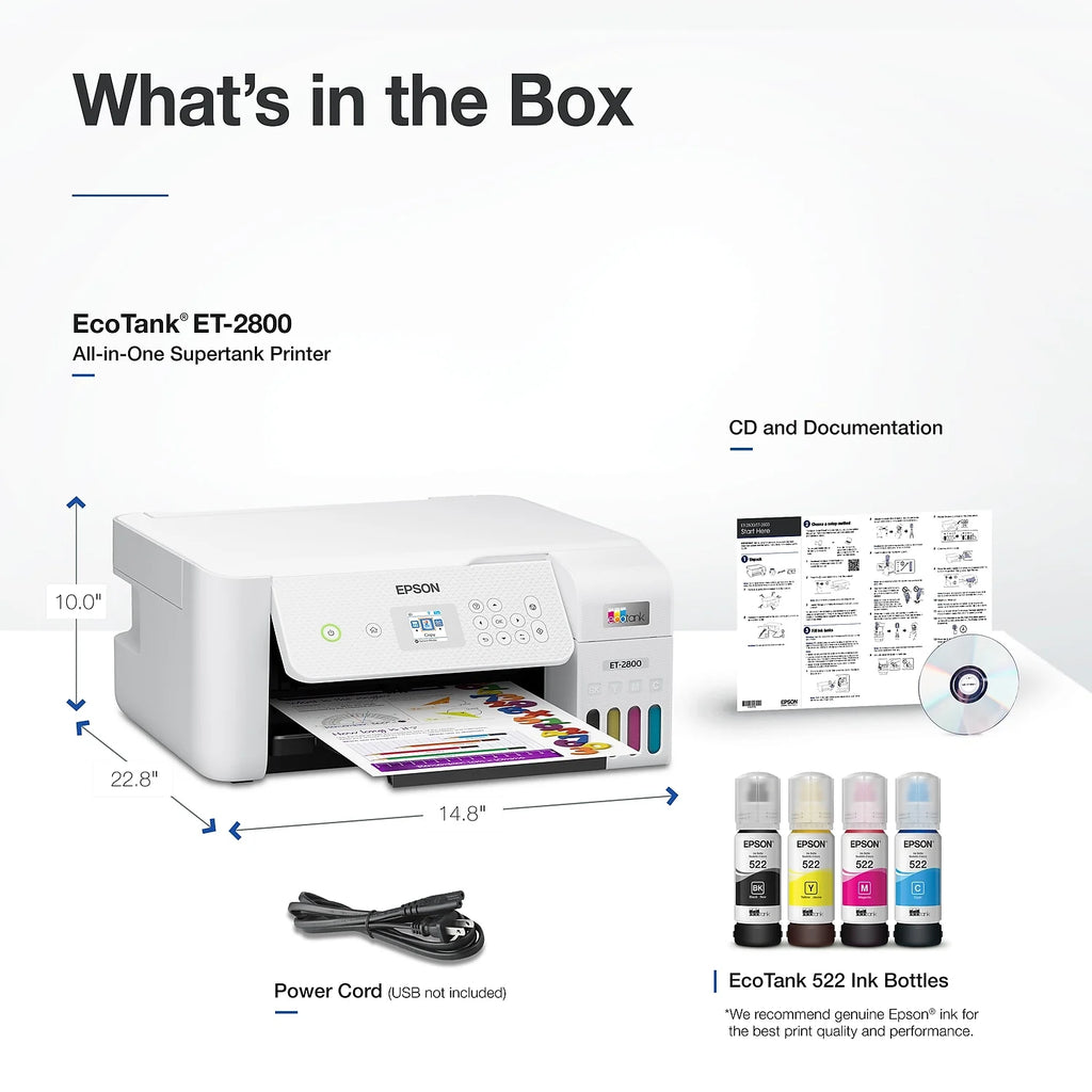 White Wireless All-in-One Supertank Printer V58037
