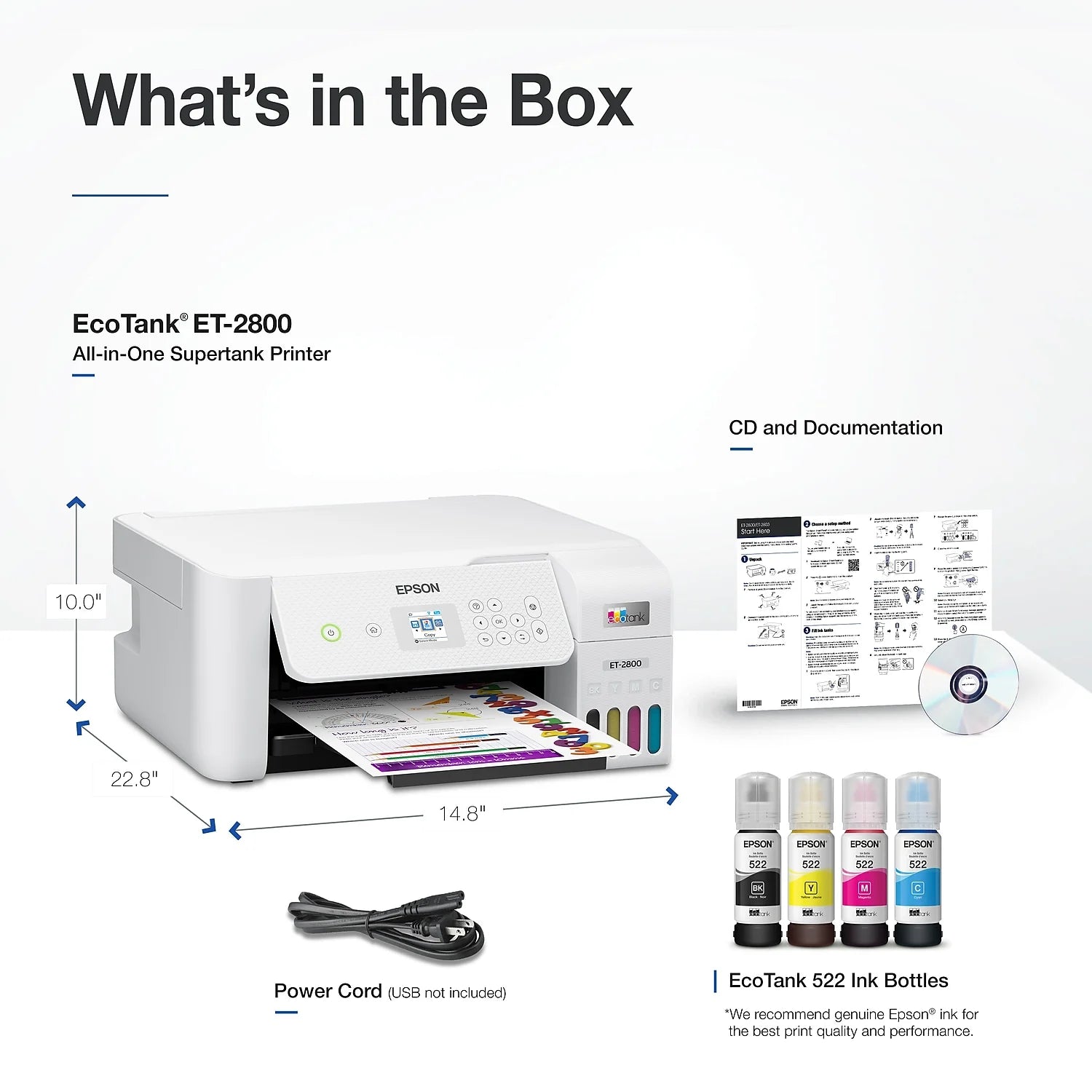 White Wireless All-in-One Supertank Printer V58037