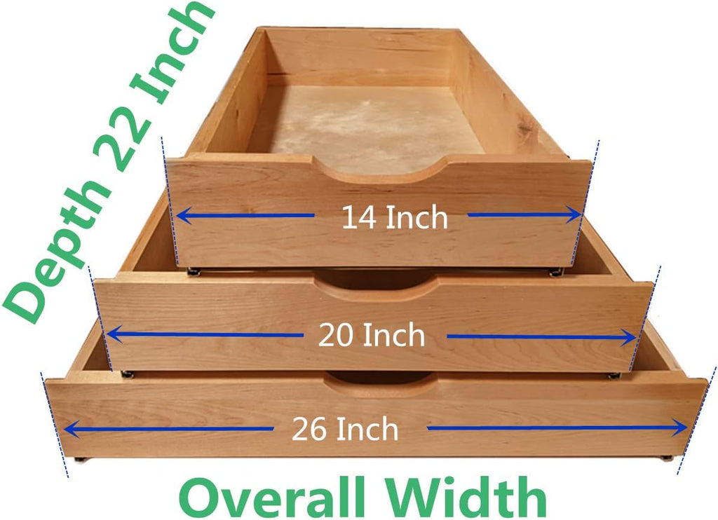 Soft Close Wooden Under Cabinet Pull Out Drawer Organizer (26 Inch) L4137