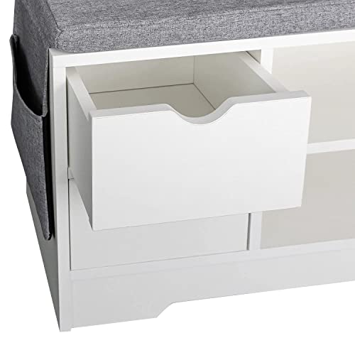 Brown + Gray Shoe Bench with Cushion N770
