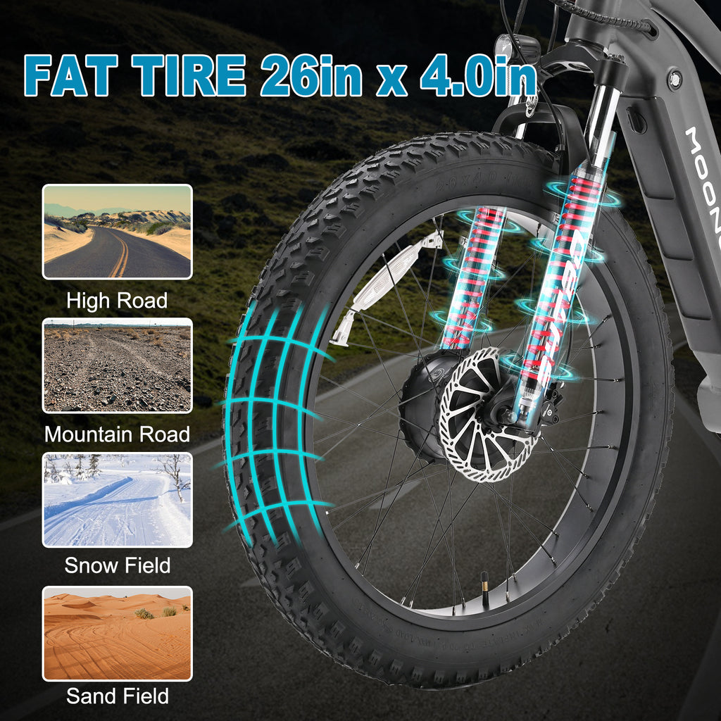 26" x 4" Fat Tire Electric Bike with 48V 15AH Removable Battery A480