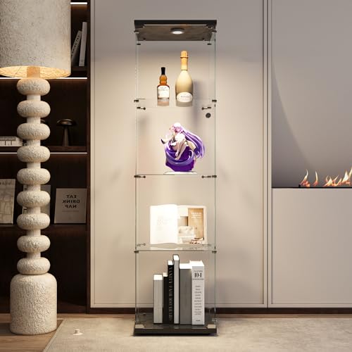 White Two-Door Glass Display Cabinet with 4 Shelves D760