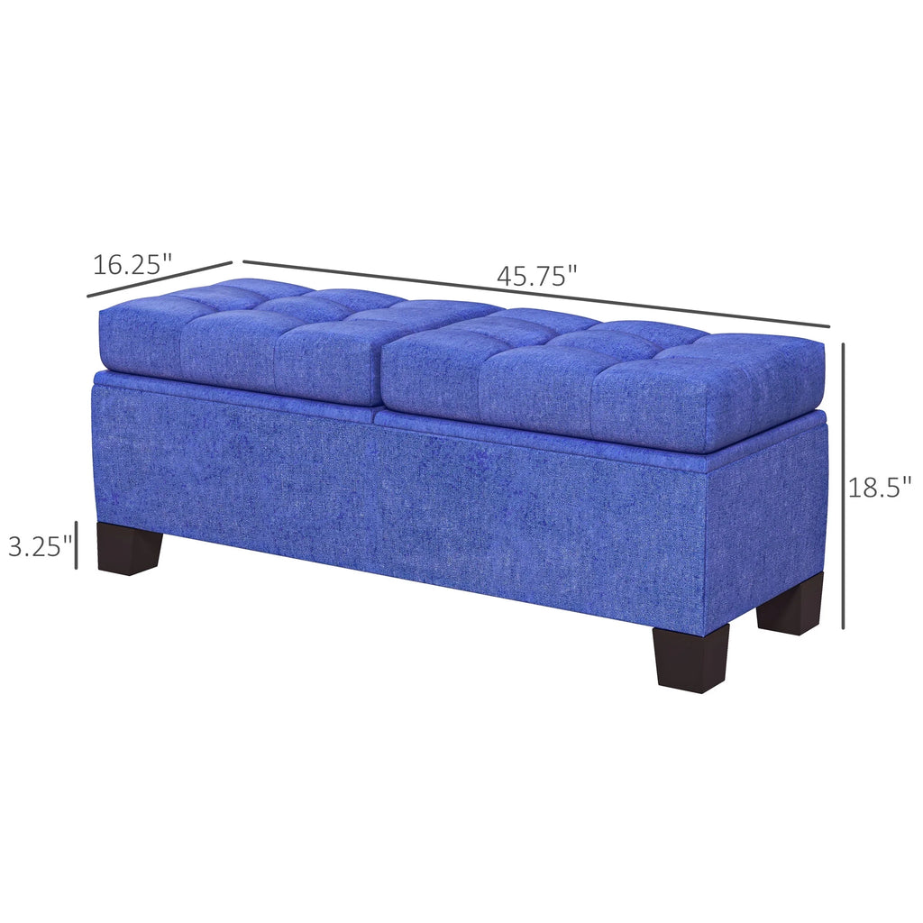 Blue Upholstered Bench with Steel Frame Q226