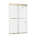 Brushed Gold Double Sliding Semi-Frameless Shower Door with Clear Glass L6431