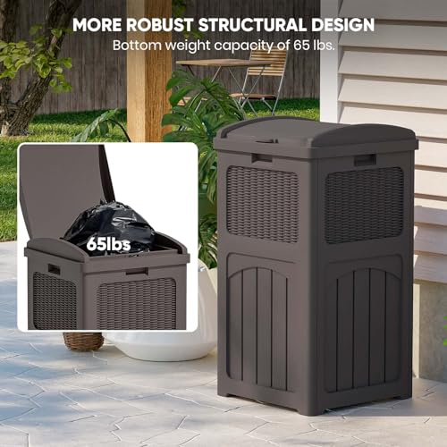 Black 36 Gallon Resin Outdoor Trash Can with Lid S614906