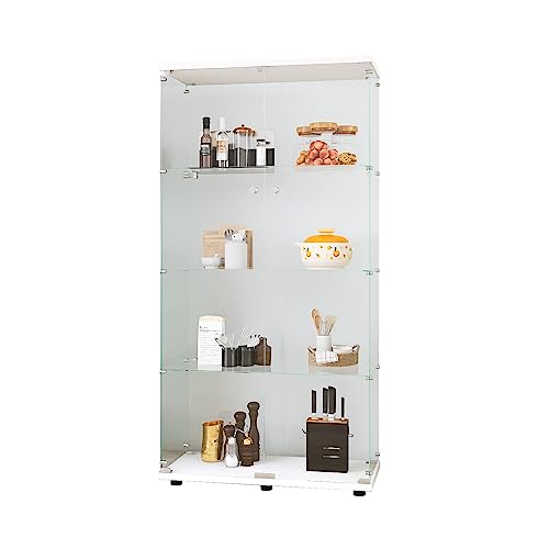 Black 4 Shelf Double Door Glass Display Cabinet K9367