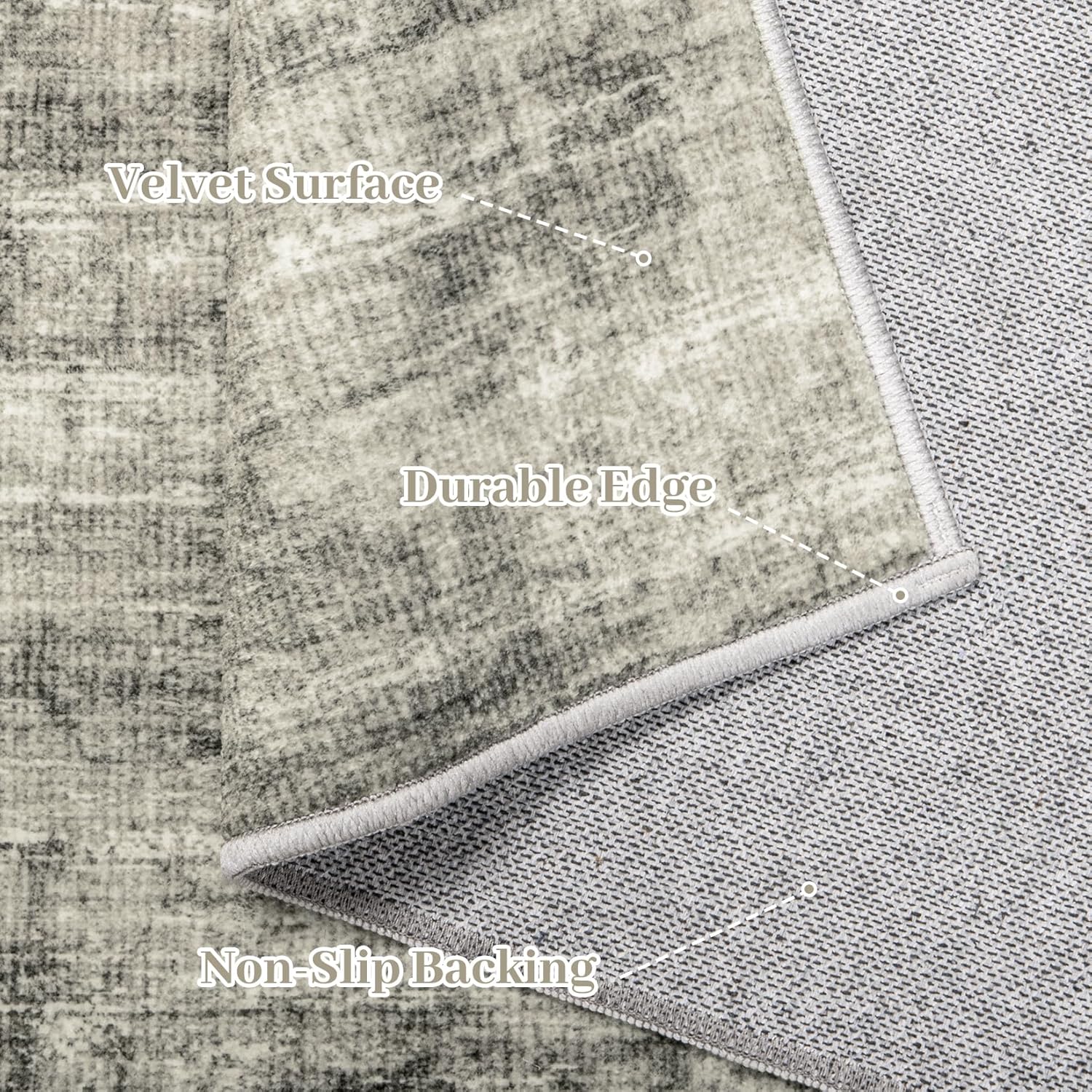 8x10 Washable Non-Slip Abstract Area Rug (Grey) Y32878