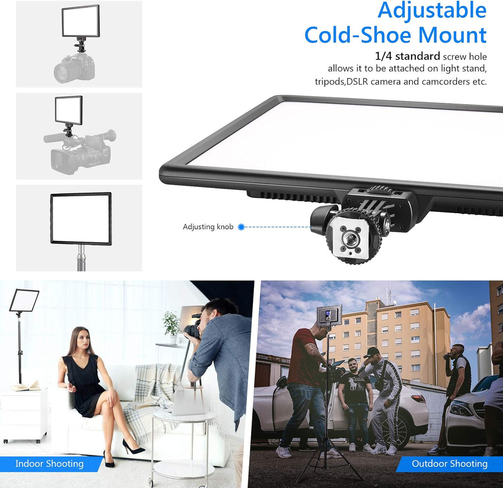 Ultra-Thin LED Soft Light Panel with LCD Display, Dimmable Bi-Color 3200-5600K CRI95+ On Camera Video Light P71939