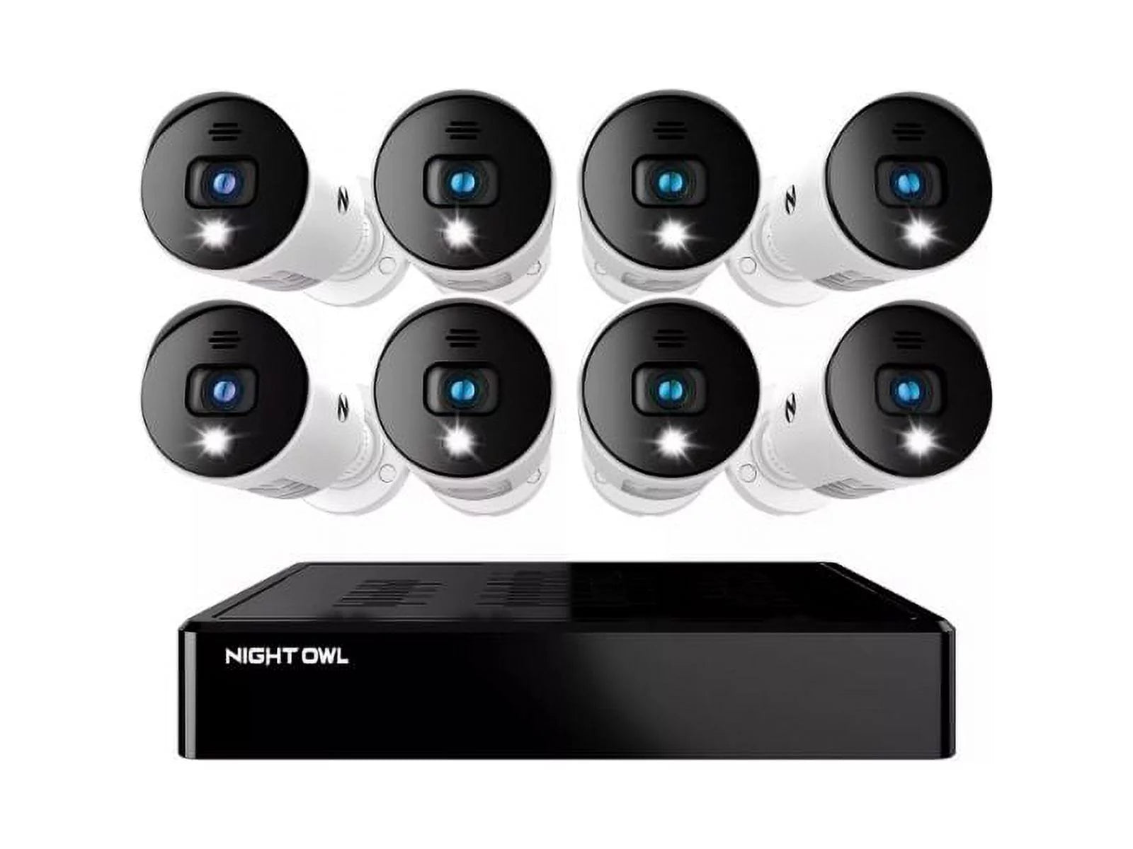 Expandable 8 Channel Wired Bluetooth DVR with 8 Wired 1080p HD Light Cameras with Audio and 1TB Hard Drive P9692